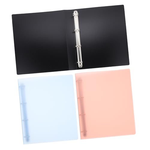 SOIMISS 3 Stück D ordner Transparent Kunststoffmappe Schwarz Blau Rot Lose Ordnen Langlebiger Binder mit Glatten Kanten für Büro Schule und Dokumentenablage von SOIMISS