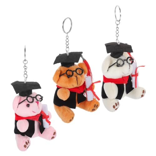 SOIMISS 3 Stück Doktor Bär Plüschtier Schlüsselanhänger Abschlussfeier Für Sie Grad Plüschbär Schlüsselanhänger Abschlussbär Schlüsselanhänger Mini Plüschbär Plüschbär Abschlussfeier von SOIMISS
