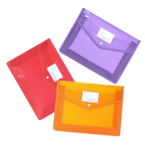 SOIMISS 3 Stück Dokumentenmappe Teilig Wasserdichte Ordner mit Druckknopf für Büro Schule und Reisen Transparent Leicht und Langlebig Farben Orange Rot von SOIMISS