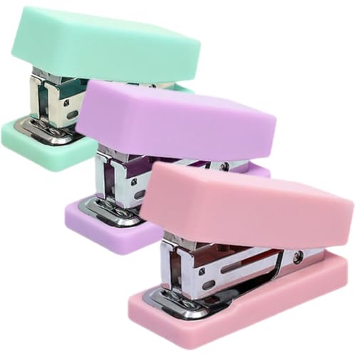 SOIMISS 3 Stück Kompakte Handhefter Pastellfarben Ergonomisches Design für Schule Büro und Zuhause Langlebig und Zuverlässig für Heften von Dokumenten von SOIMISS