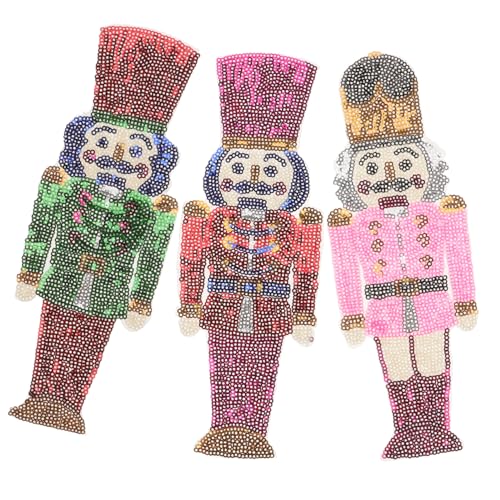 SOIMISS 3 Stück Nussknacker Pailletten Aufnäher mit Selbstklebendem Rücken Dekorative Stoffpatches für Kleidung und Hüte Wiederverwendbare Kleidung Zubehör zum Verstärken und Verschönern von SOIMISS