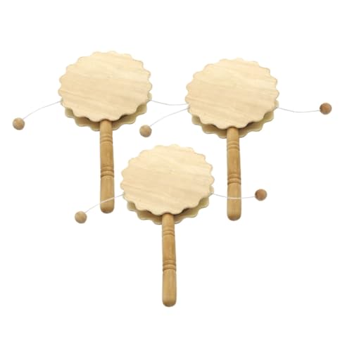 SOIMISS 3 Stück Unvollendete Holz Rasseltrommel für DIY Malset für Kreative Musikspielzeuge Handgefertigte Musikinstrumente Fördert Kreativität und Motorische Fähigkeiten von SOIMISS