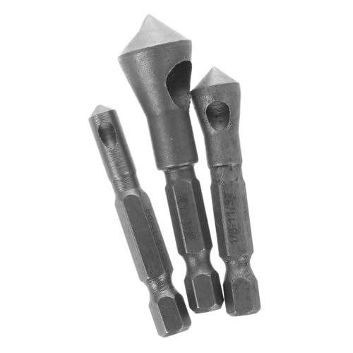 SOIMISS 3 Teiliges Stahl Entgratungs und Fasenwerkzeug Set Hochhärtender Sechskantschaft Senker für Kunststoff Kupfer Aluminium PVC Isolierplatten Geeignet für Bohrmaschinenbank von SOIMISS