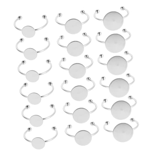 SOIMISS 30 Stück Teiliges Flache Ringrohlinge aus Edelstahl Verstellbare Runde Basis für DIY Schmuckherstellung Cabochon Fassung Silbern für Ringe Basteln und Personalisieren von SOIMISS