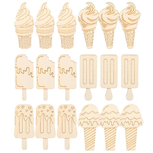 SOIMISS 30 Stück Teiliges Holz Eiscreme DIY Bastelmaterial Unvollendete Holzornamente für Kreative Sommerdekorationen Vielseitig Einsetzbar und Leicht zu Gestalten von SOIMISS