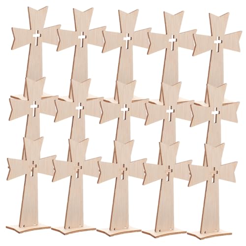 SOIMISS 30 Stück Teiliges Holz Kreuz Bastelset Unbehandelte DIY Holzscheiben Bemalbare Kreuz Holzanhänger Leichte Holz Dekoration für Kreativität Fördernd für Ostern und Kirchenfeste von SOIMISS