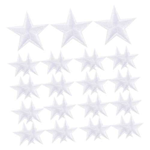 SOIMISS 30 Stück Weiße Stern Aufnäher zum Aufbügeln Bestickte Stern Patches für Kleidung Schuhe Hüte DIY Textil Applikationen Langlebig und Einfach zu Befestigen von SOIMISS