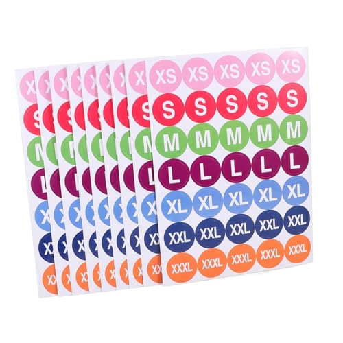 SOIMISS 350 Stück Teiliges Runde Selbstklebende Größenetiketten für Kleidung in Farben Xs bis Abziehbare Größenaufkleber für T Shirts Pullover Einzelhandel Einfache Anwendung und SOIMISS 350 Stück Teiliges Runde Selbstklebende Größenetiketten für Kleidung in Farben Xs bis Abziehbare Größenaufkleber für T Shirts Pullover Einzelhandel Einfache Anwendung und von SOIMISS