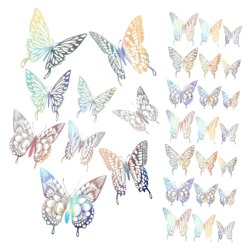 SOIMISS 36 Stück Teiliges Schmetterling Wandtattoo Doppellagige Selbstklebende Wandsticker mit Realistischer Optik Vielseitig für Wohnraum Hochzeit Party Hochwertige Papier dekoration von SOIMISS