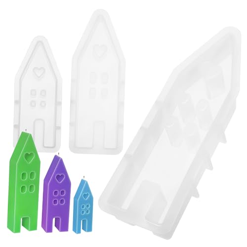 SOIMISS 3Stücke Silikon Kerzenformen Herz Haus Design Wiederverwendbare Gießformen für Kerzenherstellung Verschiedenen für DIY Seifen Pralinen und Mehr von SOIMISS