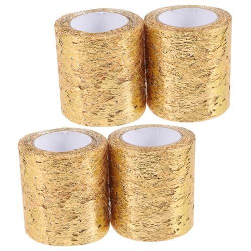SOIMISS 4 Rollen Gold Tüllband Feines Mesh Tüllstoff für DIY Basteln Dekorationen Geschenkschleifen Leichte und Transparente Netzband für Handarbeit Geburtstage Hochzeiten Festdeko von SOIMISS
