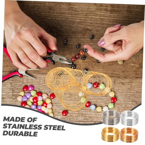 SOIMISS 4 Rollen Memory Wire Schmuckdraht Edelstahl DIY Basteldraht für Armbänder Halsketten Ringe Handgefertigte Schmuckzubehör in Gold Silber Weiß Vielseitig für Schmuckherstellung von SOIMISS