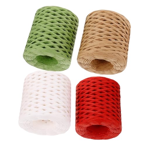 SOIMISS 4 Rollen Raffia Papierband Dekoratives Bastgarn für Geschenkverpackung DIY Handwerk Hutweben und Blumenarrangements Langlebig und Elegant für Festivals und Kreative Projekte von SOIMISS