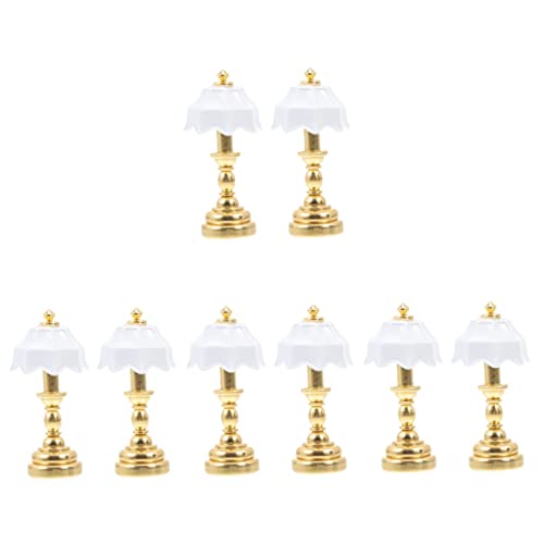 SOIMISS 4 Sätze Puppenstuben-tischlampe Puppenhaus-miniaturen Puppenhaus Modern Puppenhauslampen Miniaturlicht Puppenhaus-nachttischlampe Puppenhausmöbel Klein Metall Golden 2 Stücke * 4 von SOIMISS