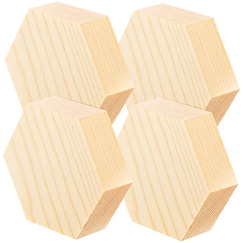SOIMISS 4 Stück DIY Sechseckige Holzscheiben Unbehandelte Holzstücke für Bastelarbeiten für Kreative Projekte Kinderphantasie von SOIMISS