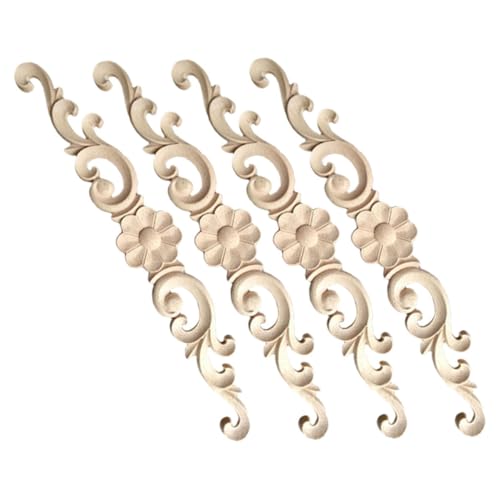 SOIMISS 4 Stück Geschnitzte Schranktür Holzgeschnitzte Ornamente Türeckendekoration Geprägte Holzapplikation Holzapplikation Für Möbel Applikationen Für Möbel Beige von SOIMISS