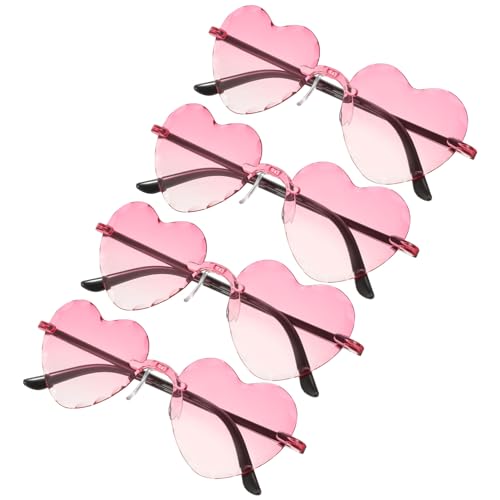 SOIMISS 4 Stück Herzförmige Randlose Sonnenbrillen Transparente Rahmenlose Farbverlaufsbrillen Katzenaugen-Brillen Party-Sonnenbrillen Für Damen Und Mädchen Junggesellenabschied von SOIMISS