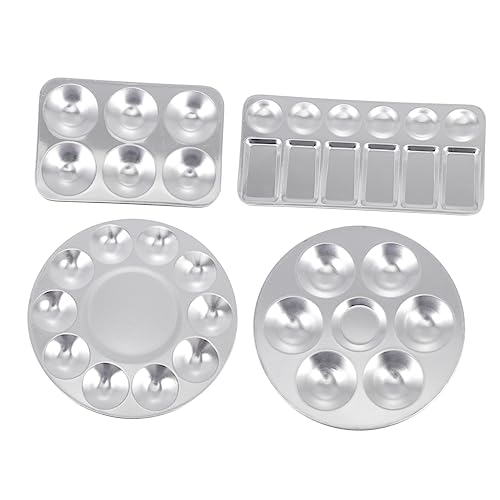 SOIMISS 4 Stück Teiliges Farbmischpalette Set Leichtes Aluminiumpigmenttablett mit Multi Design Geeignet für Künstler Schüler Bastler Praktische und Aquarell von SOIMISS