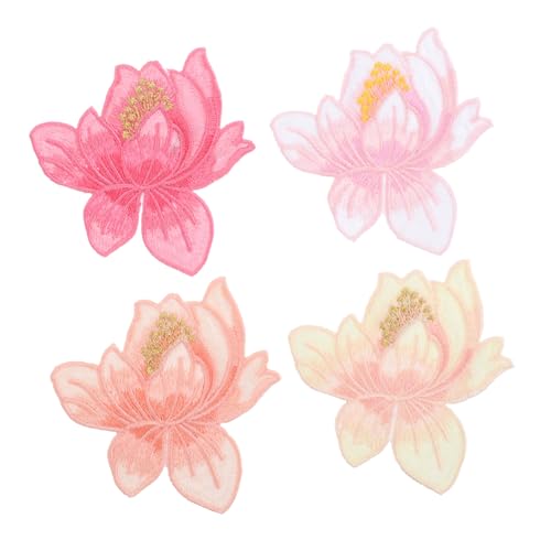 SOIMISS 4 Stück Teiliges Lotus Blumenstickerei Applikationen Kunstvoll Handbestickt Vielseitig für Kleidung Rucksäcke T Shirts Jacken Jeans Hüte zum Aufbügeln und Annähen für Bühnenkostüme von SOIMISS