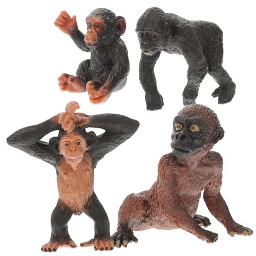 SOIMISS 4 Stück Teiliges Schimpansen Tiermodell Realistische Waldtier Figur Kleine Gorilla Simulation Pädagogisches Naturgetreue Tischdekoration von SOIMISS