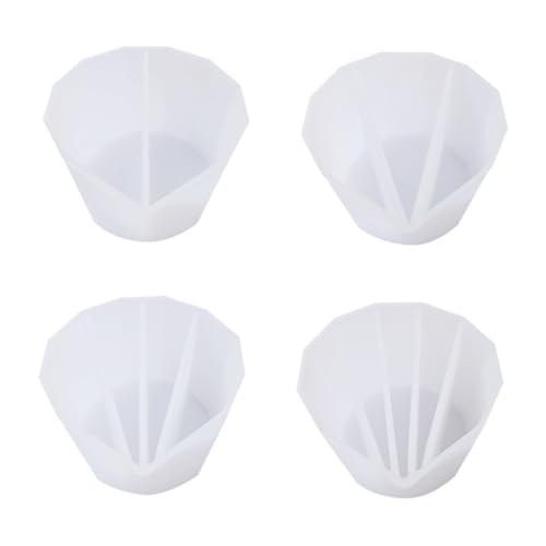 SOIMISS 4 Stück Teiliges Transparentes Silikon Paint Mixing Cup mit Fächern Langlebig und Leicht zu Reinigen für Epoxidharz DIY Crafts Schmuckherstellung und Bastelbedarf von SOIMISS