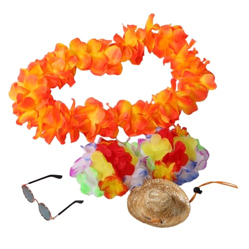 SOIMISS 4 Teiliges Festdekorationsset Hawaii Kopfbedeckung Hofgans Statue Hawaii Partykostüm Sonnenbrille Veranda Gans Outfits Frühlings Veranda Gans Outfit Gänse Party Outfits von SOIMISS