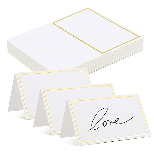 SOIMISS 40 Stück Blanko Tischkarten mit Goldfolie für Hochzeiten und Partys Platzkarten für Tischdekoration für Namensschilder und Essensetiketten von SOIMISS