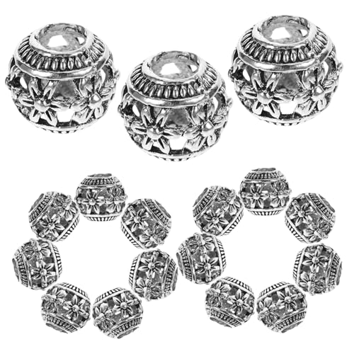 SOIMISS 40 Stück Metallperlen Hohldesign Rund Vintage Spacer Perlen für Schmuckherstellung DIY Armbänder Halsketten Bastelperlen Zubehör von SOIMISS