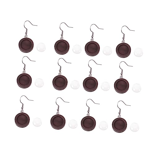 SOIMISS 40 Stück Teiliges Ohrring Holz Ohrhaken mit Glas Rundbasen DIY Schmuck Bastel Rohlinge für Cabochon und Zeitkapsel Dunkle Kaffeefarbe Langlebig und Vielseitig von SOIMISS