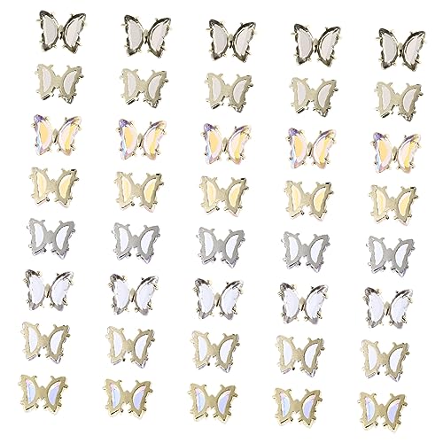 SOIMISS 40 Stück Teiliges Schmetterling Nagel Schmuck Set Bunte Zirkonia Nail Art Dekoration Langlebige Nail Ornaments Party und Alltag Geeignet von SOIMISS