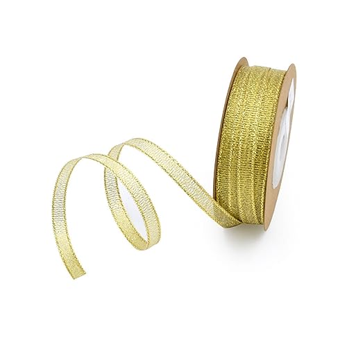 SOIMISS 5 Rollen Teiliges Geschenkband Polyester mit Glitter Bänder Vielseitig für DIY Geschenkverpackungen Partydekorationen Garten und Blumenarrangements Wiederverwendbar Goldfarben von SOIMISS