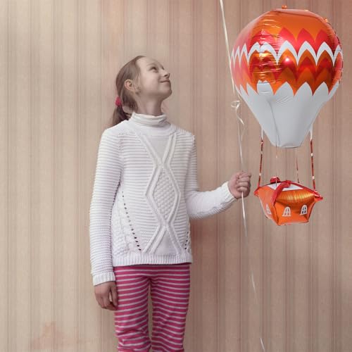 SOIMISS 5 Stück Aluminium folienballons in Orange weiß Heißluftballon motiv Langlebig und Luftdicht als Shower und Geburtstagsdeko für Erwachsene von SOIMISS