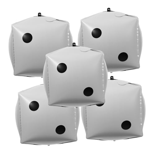 SOIMISS 5 Stück Ballon aus Aluminiumfolie Ballons aus quadratischen Würfeln Würfelballon Ballons für Würfelpartys Folienballons würfeln Würfelfolienballons Ballonwürfel Themenparty Weiß von SOIMISS