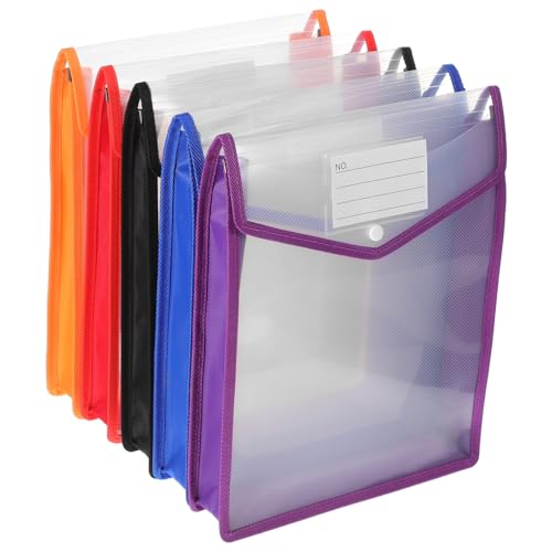 SOIMISS 5 Stück Erweiterbare Transparente Dokumententaschen mit Knopfschnalle Briefgröße Farbige Ordnertaschen für Büroorganisation mit Beschriftungstasche für Effiziente Ablage SOIMISS 5 Stück Erweiterbare Transparente Dokumententaschen mit Knopfschnalle Briefgröße Farbige Ordnertaschen für Büroorganisation mit Beschriftungstasche für Effiziente Ablage von SOIMISS