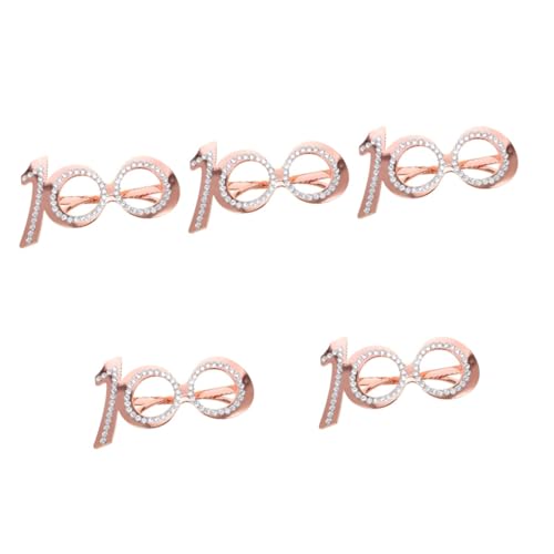 SOIMISS 5 Stück Geburtstagsbrille Festival Retro Geburtstag Brille Papierbrillen-party Erwachsene Dekorationen Zum 100. Geburtstag Led Strass Brille Dekorativ Rose Gold Plastik von SOIMISS