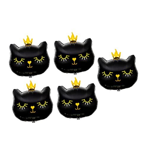 SOIMISS 5 Stück Kronkatze Ballon Katzendekorationen Zum Geburtstag Katze Ballons Geburtstag Tierischer Folienballon Szene Luftballons Mit Katzentieren Katzenballon Schwarz Aluminiumfolie von SOIMISS
