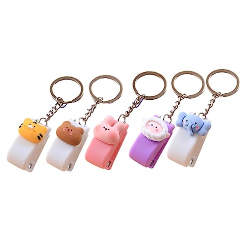SOIMISS 5 Stück Mini Heftgerät Schlüsselanhänger Teilig Tragbare Cartoon Designs für Büro und Schule Langlebig und Praktisch für Dokumente von SOIMISS