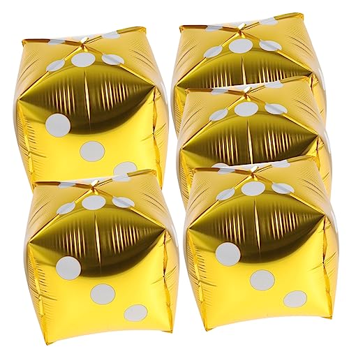 SOIMISS 5 Stück Würfel Ballon Dekorationen Ballons für Würfelpartys Folienballons würfeln würfel folienballons Würfelfolienballons Folienwürfelballons Partyballon Aluminiumfolie Golden von SOIMISS