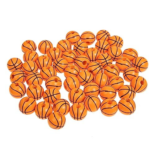 SOIMISS 50 Stück Basketball Holzperlen mit Farbige DIY Schmuckperlen für Armbänder Halsketten Vielseitige Bastelperlen für Kreative Schmuckherstellung und Dekoration von SOIMISS