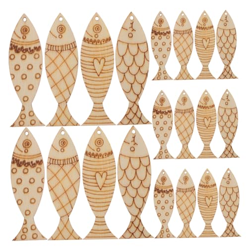 SOIMISS 50 Stück Bemalter Fischanhänger Hängende Ornamente ausgeschnitten Fischausschnitte Handwerk Fischholz unvollendet Fischdekoration aus Holz Fischscheiben aus Holz Pappelbrett von SOIMISS