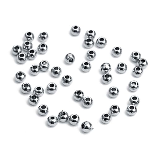 SOIMISS 50 Stück Edelstahl Perlen mit Großem Loch Rostfrei Korrosionsbeständig Runde Lose DIY Schmuckperlen für Armbänder Halsketten Basteln und Handgemachte Schmuckaccessoires von SOIMISS