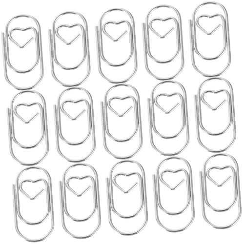 SOIMISS 50 Stück Herz Büroklammern Kleine Papierklammern Kreative Metall Clips für Dokumente Notizen Scrapbook und Büroorganisation Silber von SOIMISS