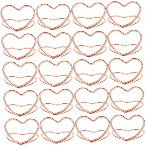 SOIMISS 50 Stück Herzförmiger Geldscheinhalter Tischbildhalter Ständer Für Fotoclips Bildhalter Für Tische Platzkartenhalter Mit Herz Tisch-bilderständer Kohlenstoffstahl Rose Gold von SOIMISS