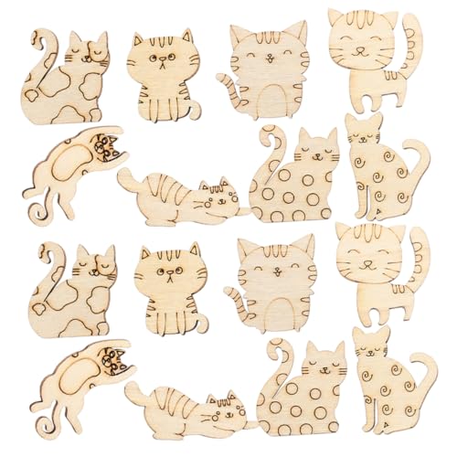 SOIMISS 50 Stück Holz Katzen Ausschnitte Unbemalte DIY Holzscheiben für Kreative Bastelprojekte Sicher und Langlebig für Malen und Dekorieren Holzfiguren für Kreative Handarbeit von SOIMISS