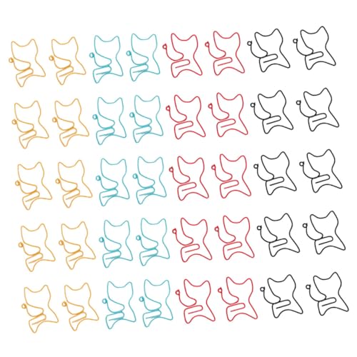 SOIMISS 50 Stück Katzen büroklammern Bunte Metall Lesezeichen Clips Cartoon Tierform Paper Clips für Büro Schule und Geschenke an Katzenliebhaber Robuste und Vielseitige Zufällige Farbe von SOIMISS