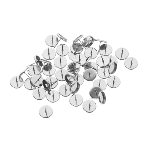 SOIMISS 50 Stück Ohrstecker Fassung Rund Basis DIY Ohrring Herstellung Post Cup Lünette Tray Ohrstecker Halterung für Schmuck Basteln von SOIMISS