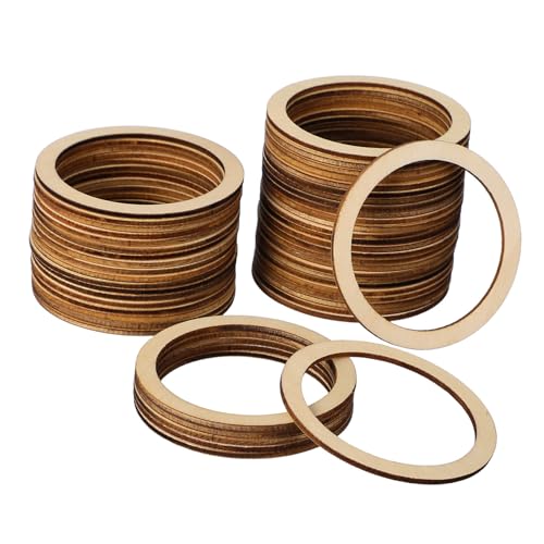 SOIMISS 50 Stück Schmuckzubehör aus Holzspänen Scheibe Reifen zum Basteln Mini unvollendet Produkt dekoring weihnachten wandverkleidung Holzkreise zum Basteln handwerkliches Bambus von SOIMISS