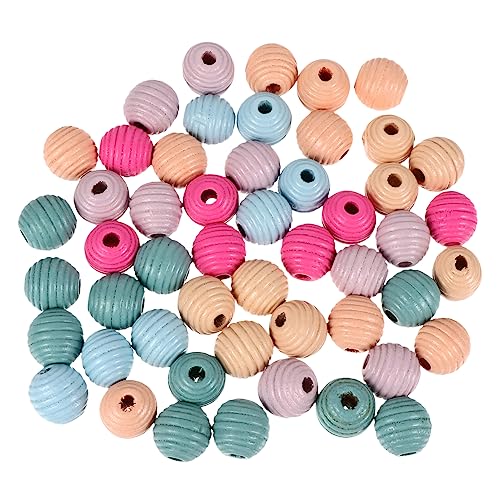 SOIMISS 50 Stück Teiliges Bunte Holzperlen Rund Auffädeln Glatte Oberfläche DIY Schmuckherstellung und Bastelmaterial für Armbänder Halsketten Anhänger von SOIMISS