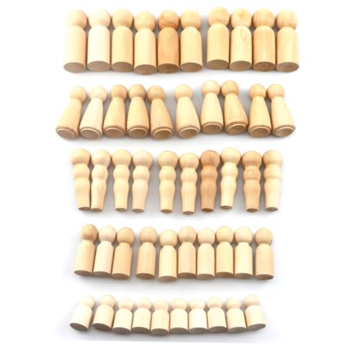 SOIMISS 50 Stück Teiliges DIY Holzfiguren Familie zum Bemalen Verschiedene Puppen Glatte Oberfläche Sicher für Fördert Kreativität und Fantasie Langlebige Holz Deko für Bastelprojekte von SOIMISS