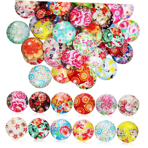 SOIMISS 50 Stück Teiliges Glas Cabochons mit Vintage Blumenmuster Flache Rückseite Langlebig und Verformungsfest für Schmuckherstellung und DIY Bastelprojekte SOIMISS 50 Stück Teiliges Glas Cabochons mit Vintage Blumenmuster Flache Rückseite Langlebig und Verformungsfest für Schmuckherstellung und DIY Bastelprojekte von SOIMISS